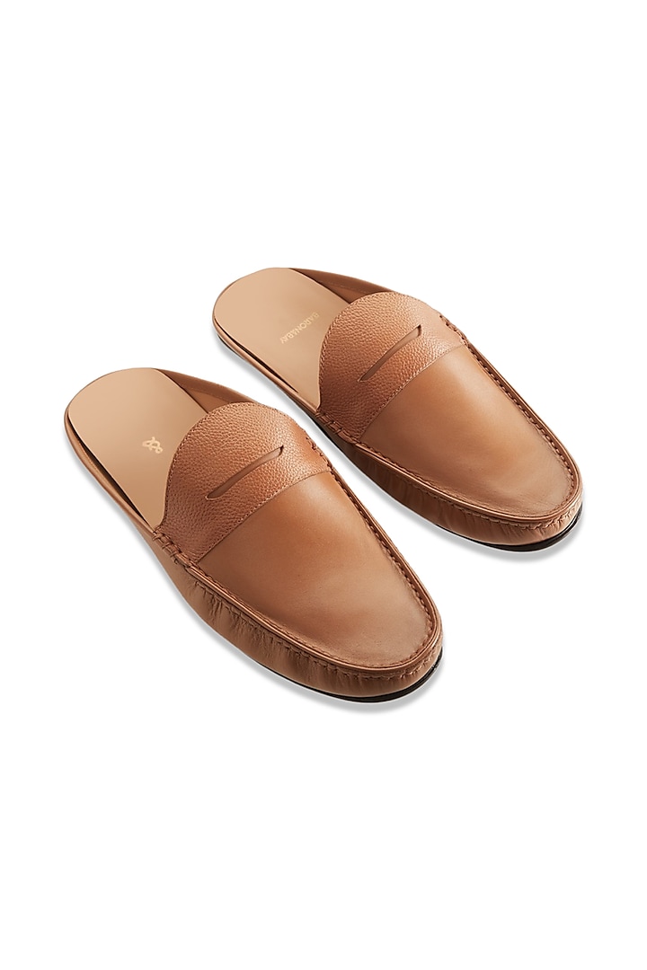 Tan Penny Mules In Nappa Leather by Baron&Bay