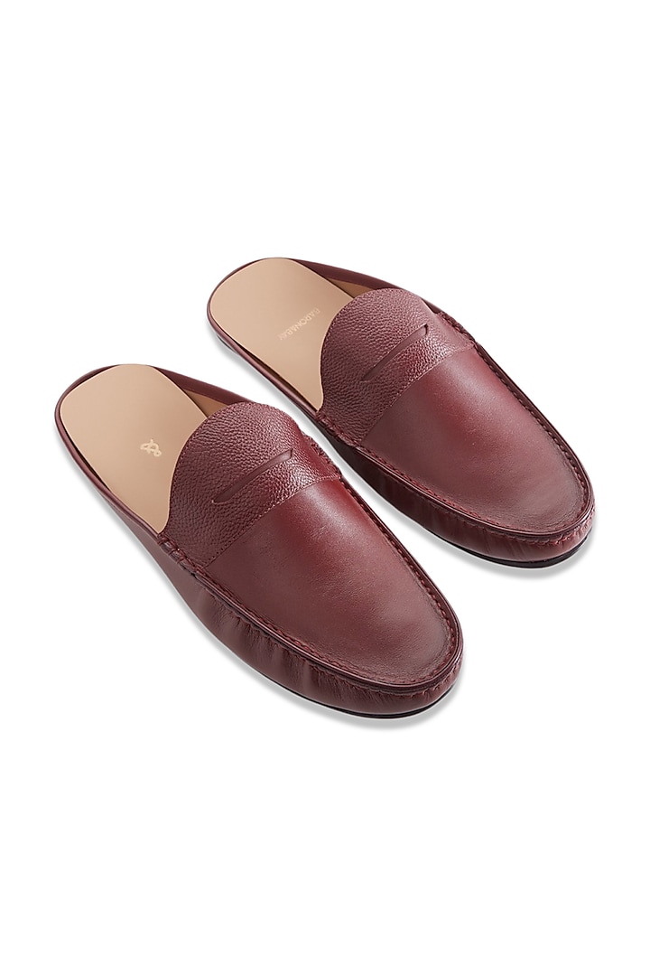 Burgundy Penny Mules In Nappa Leather by Baron&Bay