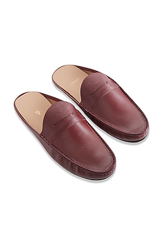 Burgundy Penny Mules In Nappa Leather by Baron&Bay