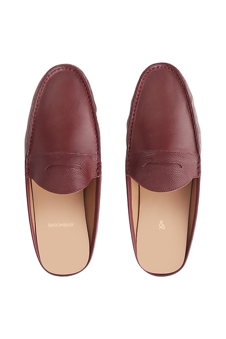 Burgundy Penny Mules In Nappa Leather by Baron&Bay at Pernia's Pop Up Shop