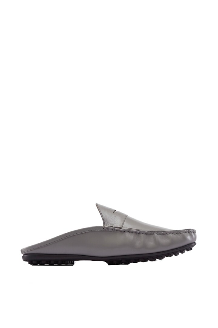 Grey Penny Mules In Nappa Leather by Baron&Bay at Pernia's Pop Up Shop