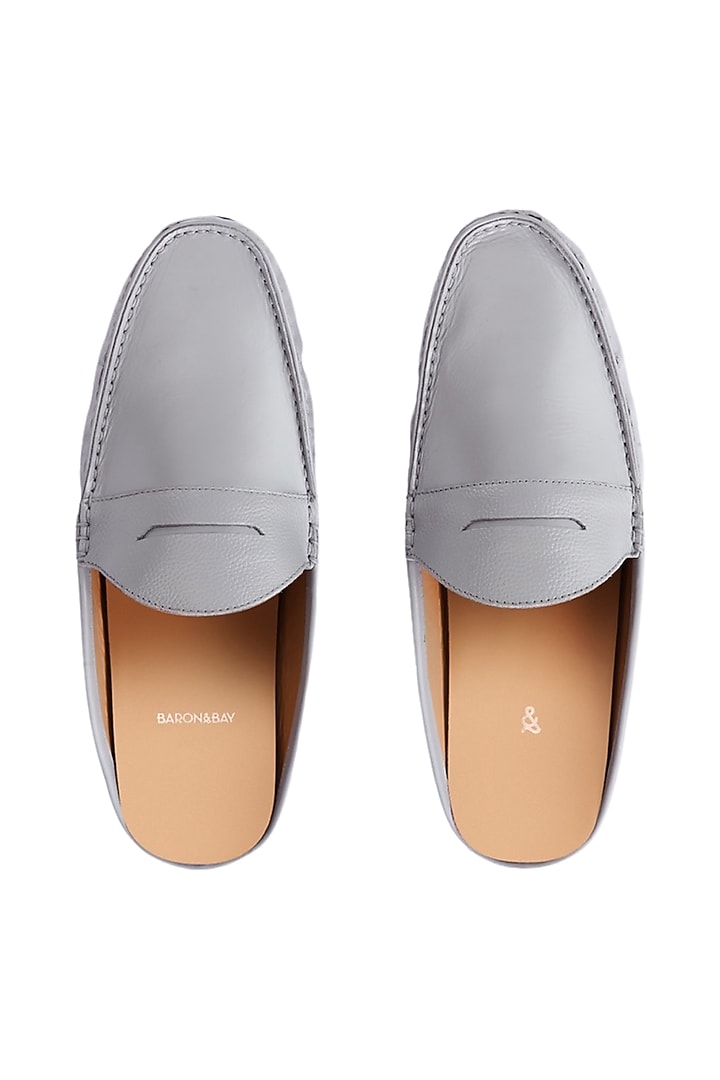 Grey Penny Mules In Nappa Leather by Baron&Bay at Pernia's Pop Up Shop