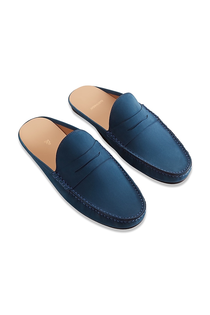 Blue Penny Mules In Nubuck Leather by Baron&Bay