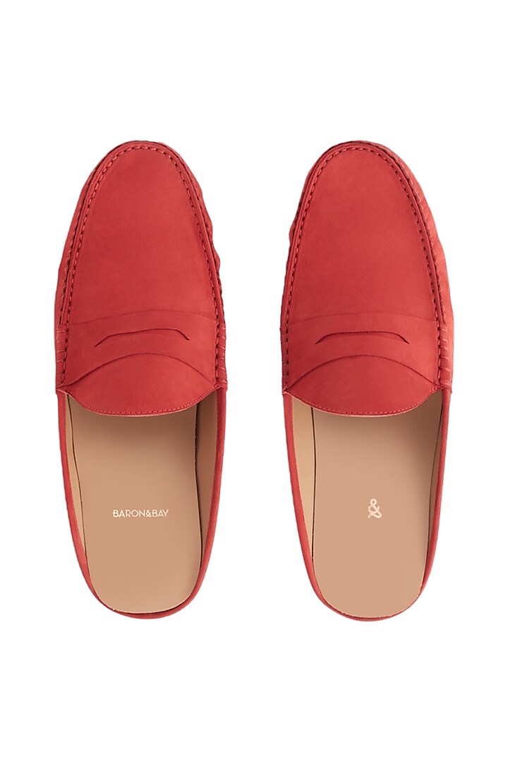 Red Penny Mules In Nubuck Leather by Baron&Bay at Pernia's Pop Up Shop
