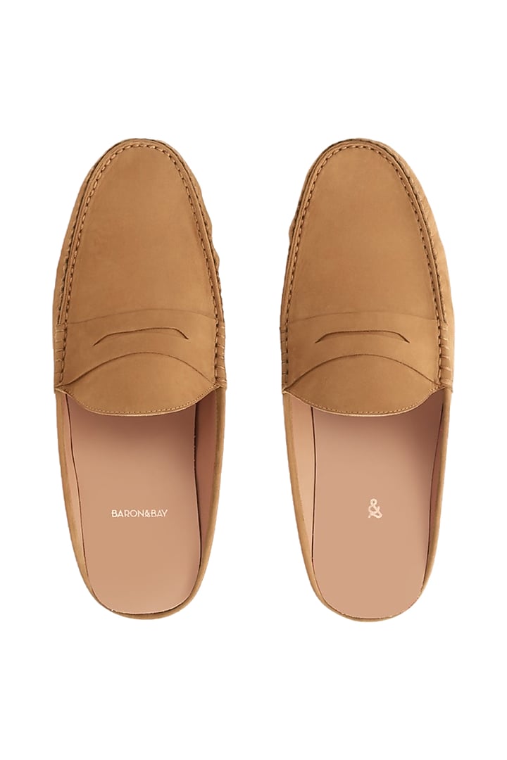 Tan Penny Mules In Nubuck Leather by Baron&Bay at Pernia's Pop Up Shop