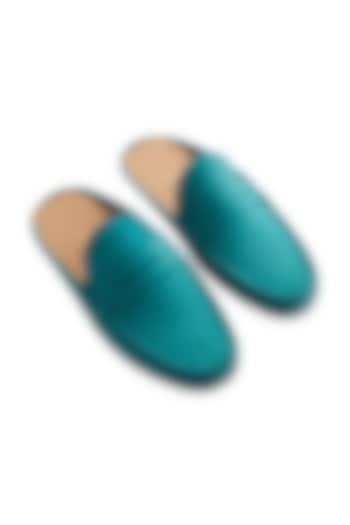 Turquoise Penny Mules In Nubuck Leather by Baron&Bay