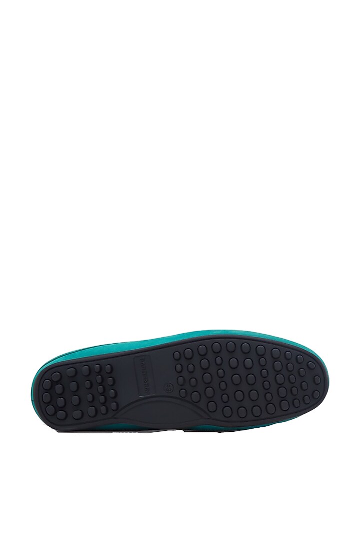 Turquoise Penny Mules In Nubuck Leather by Baron&Bay at Pernia's Pop Up Shop