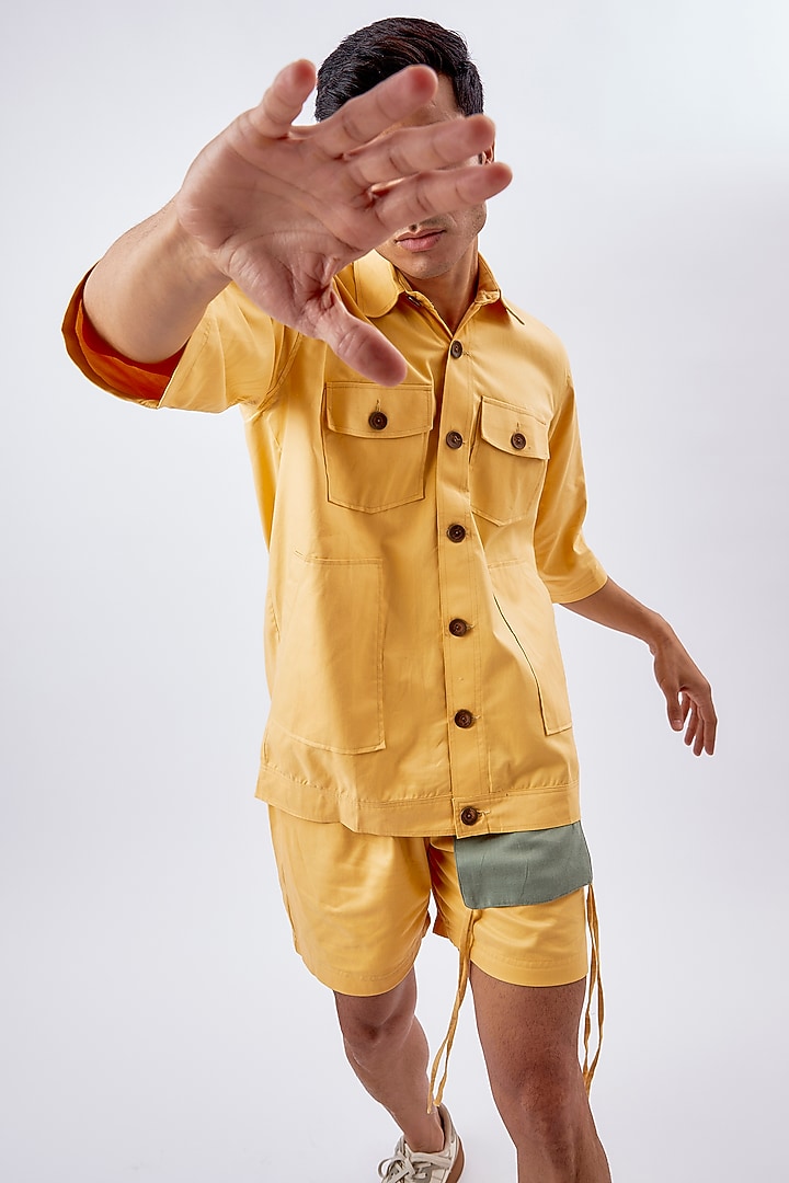Yellow Tencel Cotton Box Fit Summer Shirt by BACK ALLEY BODEGA at Pernia's Pop Up Shop