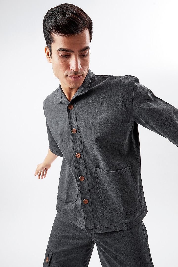 Grey Tencel Cotton Box Fit Summer Shirt by BACK ALLEY BODEGA at Pernia's Pop Up Shop