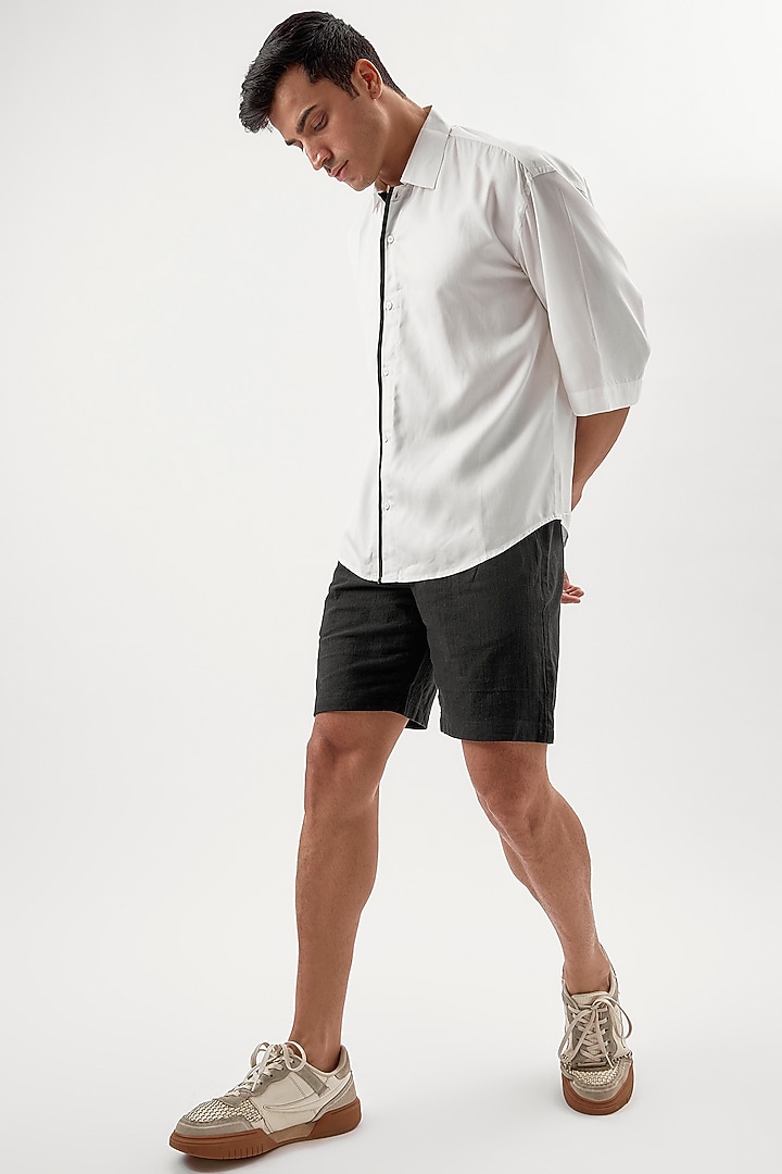 White Tencel Cotton Box Fit Summer Shirt by BACK ALLEY BODEGA at Pernia's Pop Up Shop