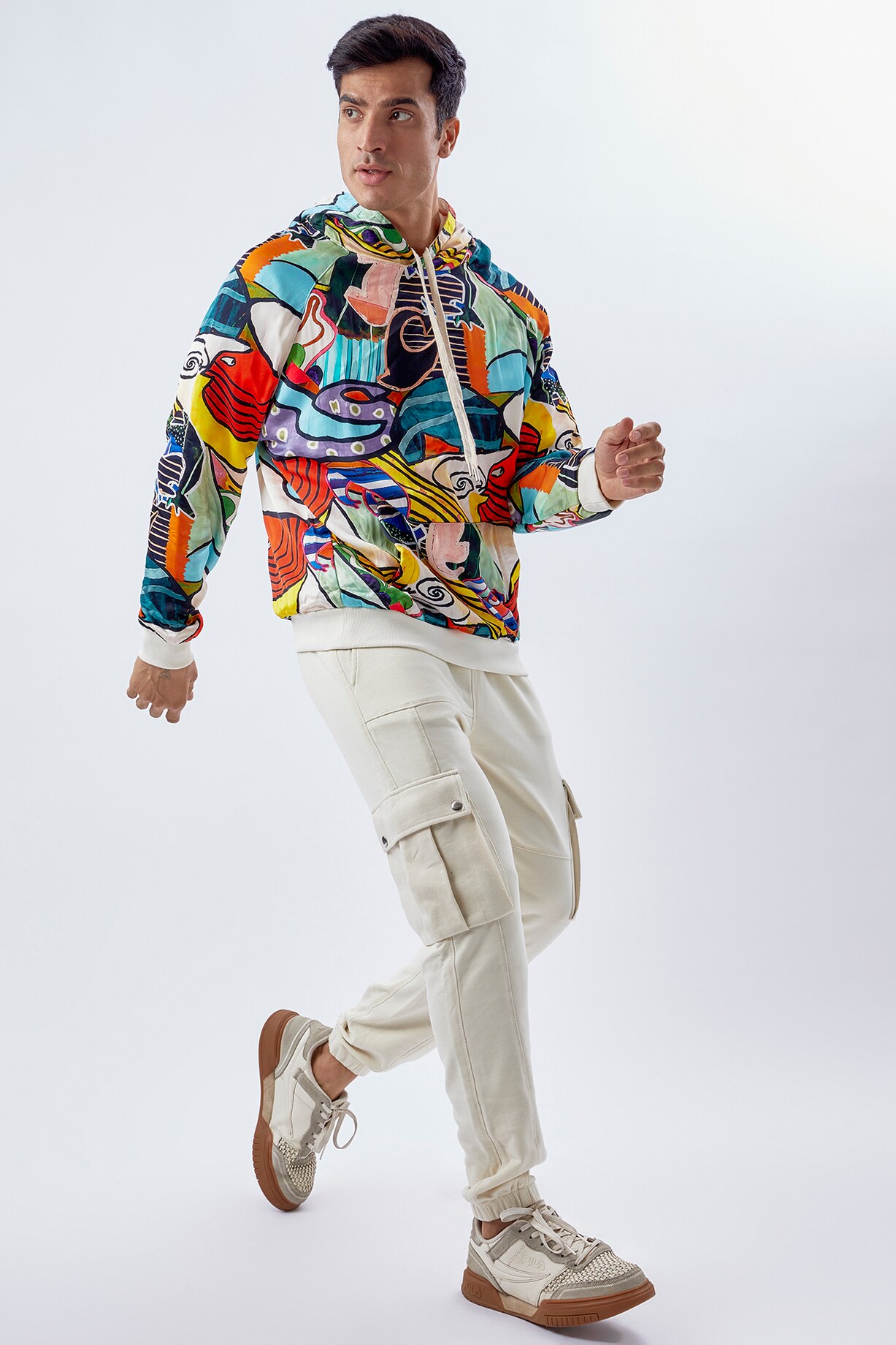 Multi-Colored Modal Satin Printed Hoodie by BACK ALLEY BODEGA