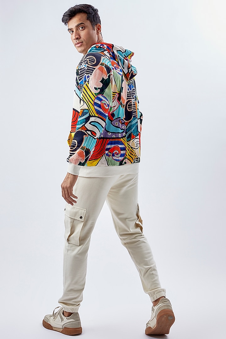 Multi-Colored Modal Satin Printed Hoodie by BACK ALLEY BODEGA