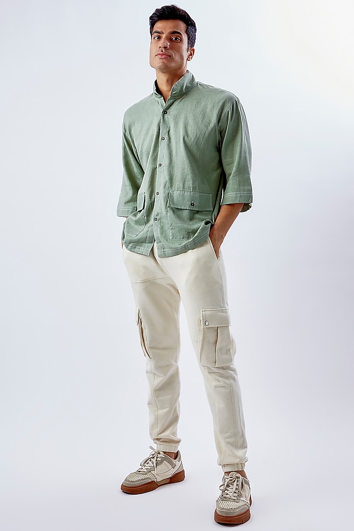 Green Cotton Shirt by BACK ALLEY BODEGA