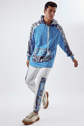 White Cotton Printed Jogger Pants by BACK ALLEY BODEGA