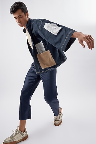 Blue Tencel Cotton Pants by BACK ALLEY BODEGA