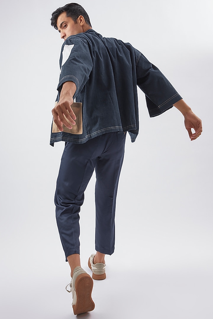 Blue Tencel Cotton Pants by BACK ALLEY BODEGA at Pernia's Pop Up Shop