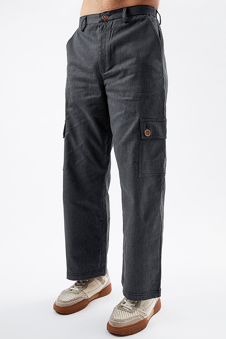 Grey Tencel Cotton Pants by BACK ALLEY BODEGA at Pernia's Pop Up Shop