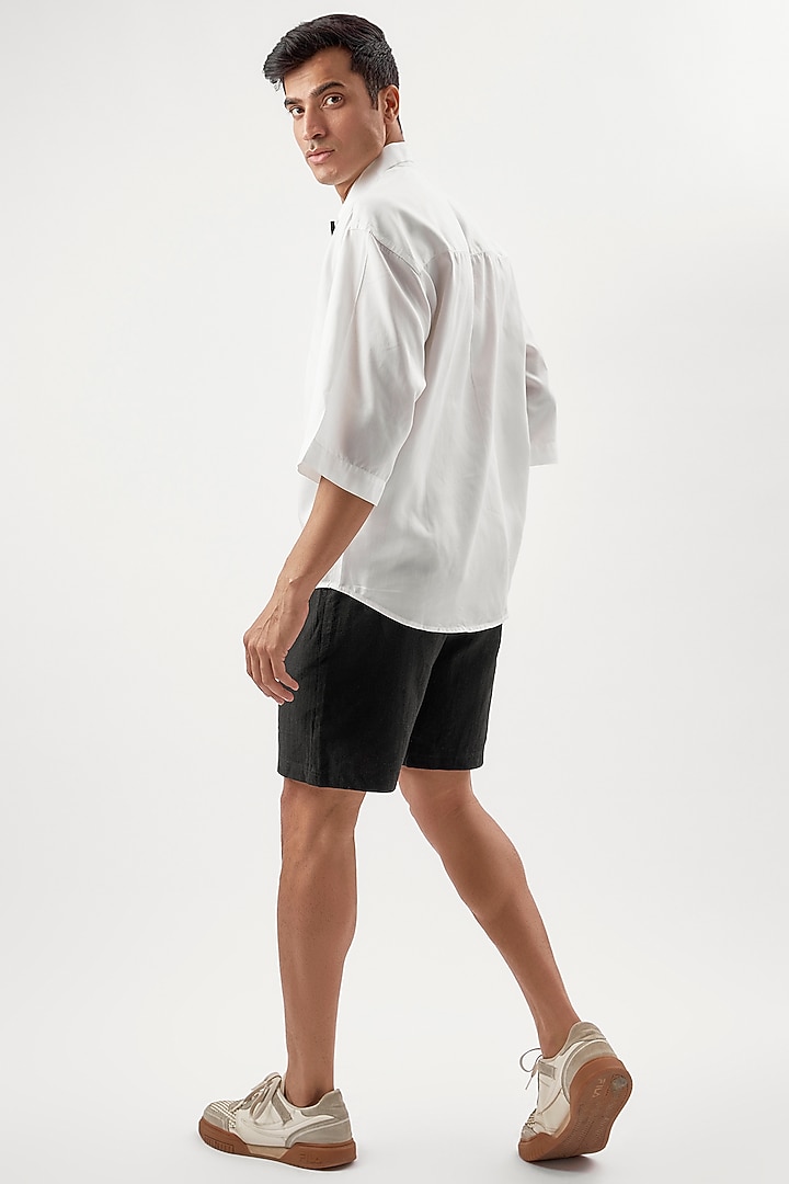 Black Tencel Cotton Shorts by BACK ALLEY BODEGA at Pernia's Pop Up Shop