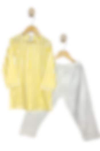 Yellow Pure Cotton Kurta Set For Boys by Baby Wagon