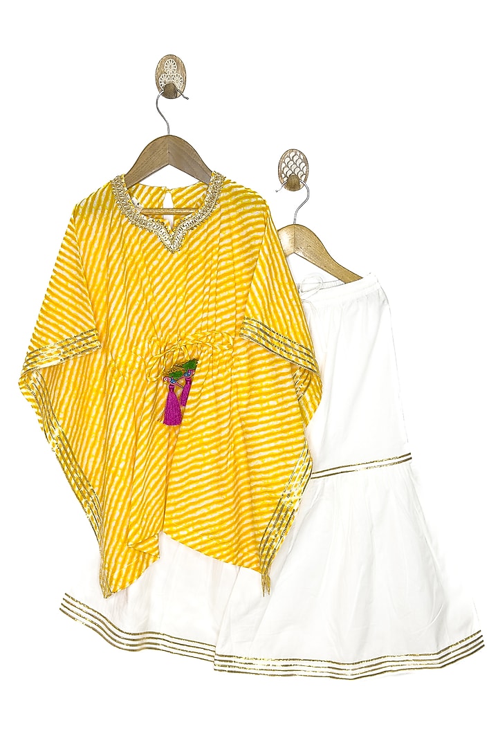 White Pure Cotton Gota Work Sharara Set For Girls by Baby Wagon at Pernia's Pop Up Shop