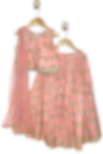 Peach Pure Cotton Gota Work Lehenga Set For Girls by Baby Wagon at Pernia's Pop Up Shop