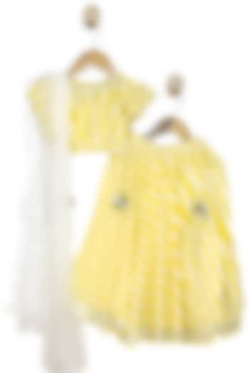 Yellow Pure Cotton Gota Work Lehenga Set For Girls by Baby Wagon at Pernia's Pop Up Shop
