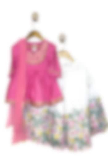 White Chanderi Gota Work Lehenga Set For Girls by Baby Wagon at Pernia's Pop Up Shop