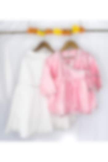 White Cotton Gota Work Sharara Set For Girls by Baby Wagon at Pernia's Pop Up Shop