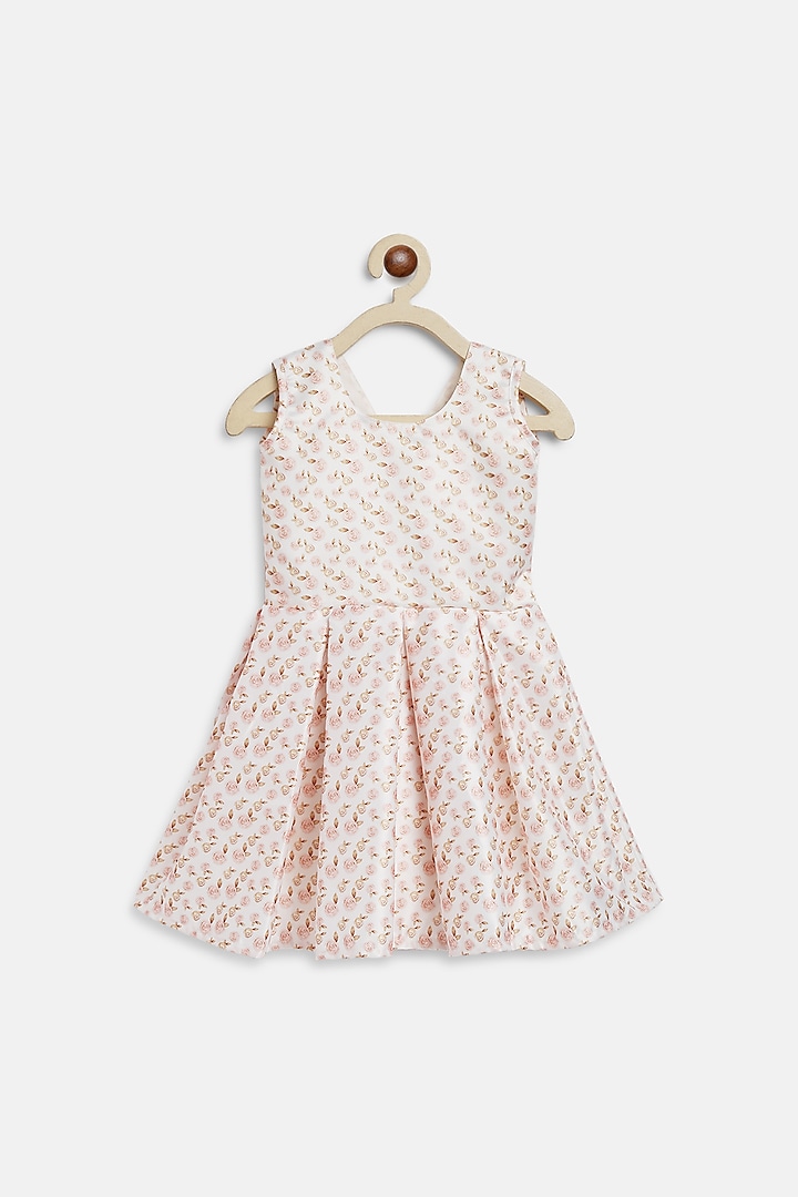 White Satin Printed Midi Dress For Girls by Baby Zi at Pernia's Pop Up Shop