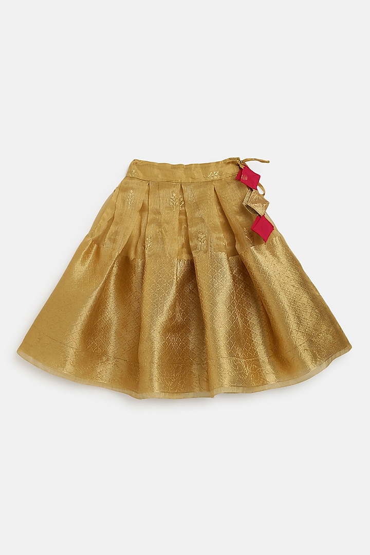 Golden Tissue Skirt Set For Girls by Baby Zi at Pernia s Pop Up Shop