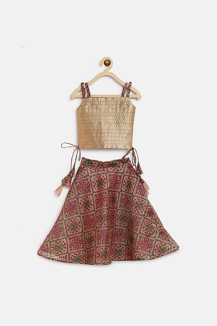 Multi-Colored Organza Printed Skirt Set For Girls by Baby Zi at Pernia's Pop Up Shop