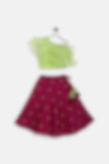 Purple Dupion Skirt Set For Girls by Baby Zi
