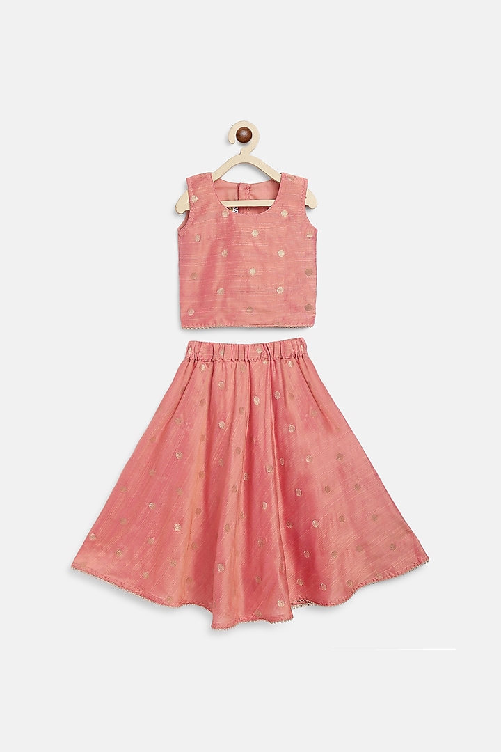 Onion Dupion Flared Skirt Set For Girls by Baby Zi