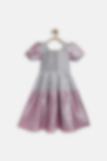 Silver & Pink Tissue Dress For Girls by Baby Zi