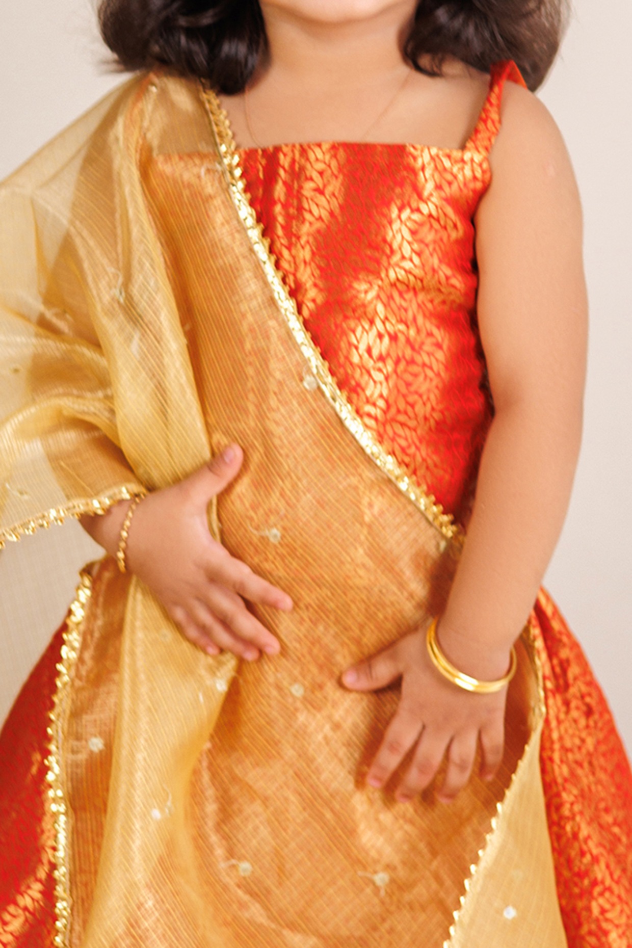 Pink Banarasi Silk Kids Readymade Pattu Pavadai – Halfsaree-studio