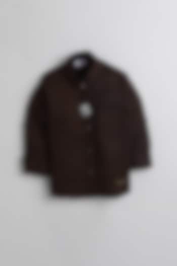Brown Cotton Shirt For Boys by Baatcheet at Pernia's Pop Up Shop