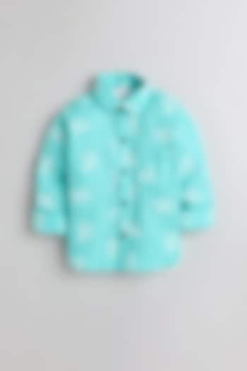 Mint Green Cotton Printed Shirt For Boys by Baatcheet