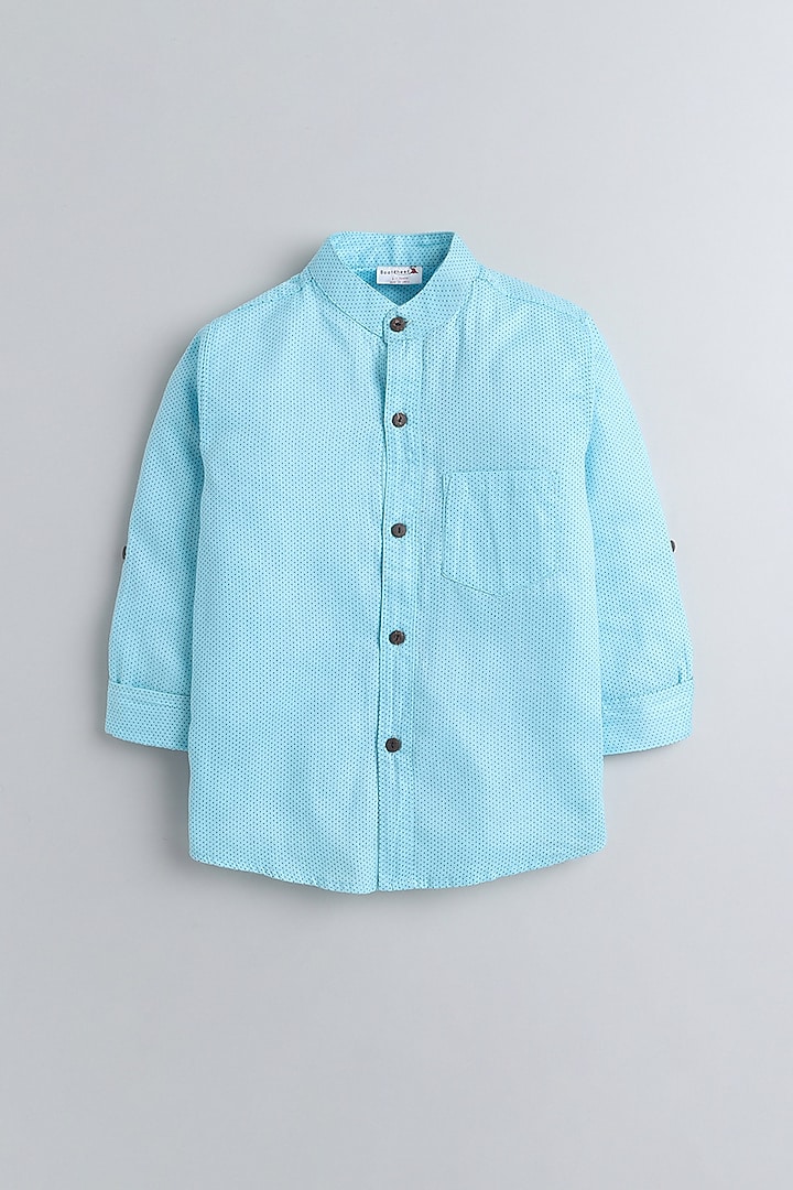 Blue Cotton Printed Shirt For Boys by Baatcheet
