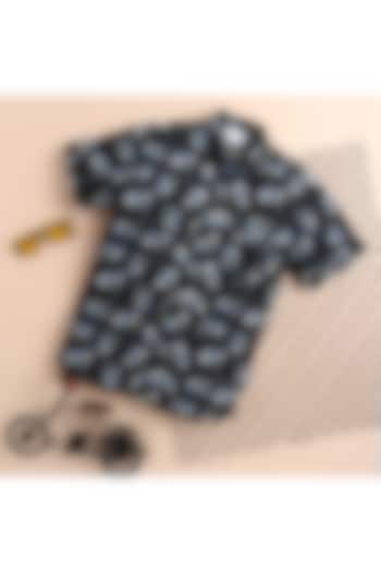 Black Printed Shirt For Boys by Baatcheet