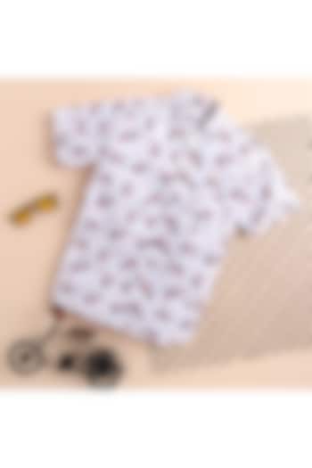 White Printed Shirt For Boys by Baatcheet