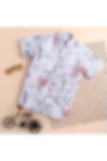 white Cotton Printed Shirt For Boys by Baatcheet at Pernia's Pop Up Shop