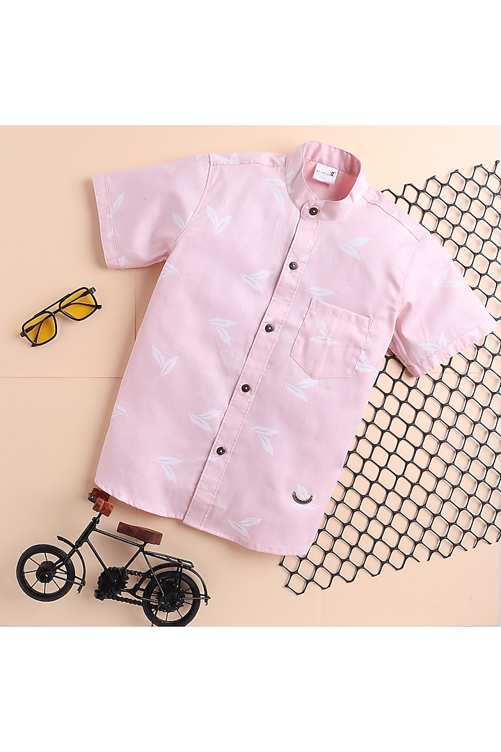 Pink Coton Printed Shirt For Boys by Baatcheet