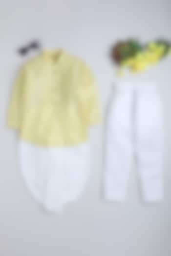 Yellow Premium Silk Sequins Embroidered Kurta Set For Boys by Baatcheet