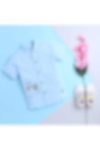Sky Blue Embroidered Shirt For Boys by Baatcheet