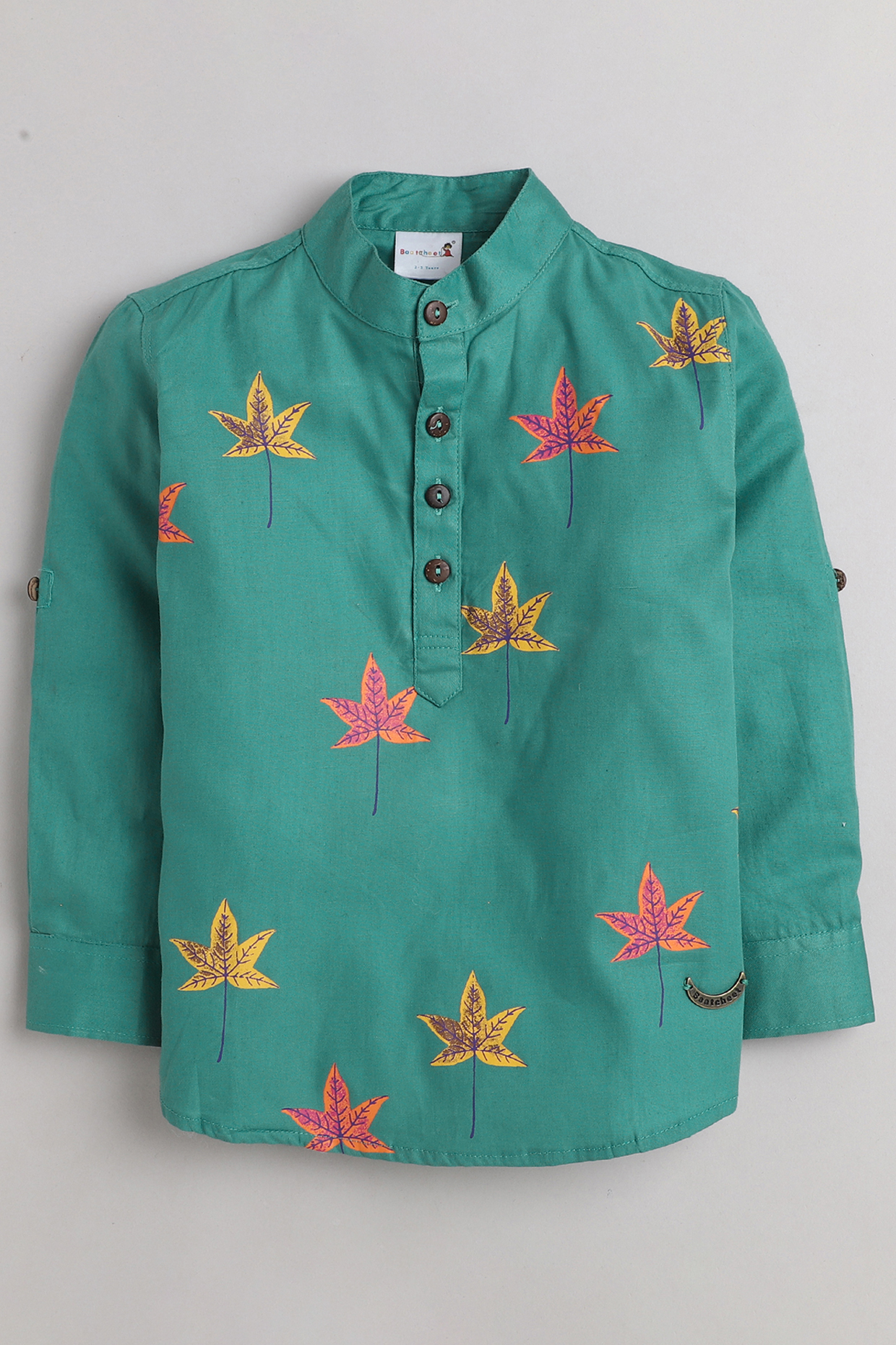 Green Printed Kurta For Boys by Baatcheet at Pernia's Pop Up Shop