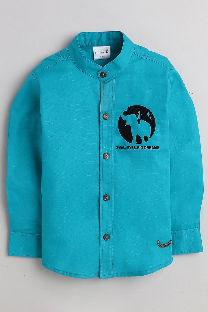 Aqua Cotton Shirt For Boys by Baatcheet