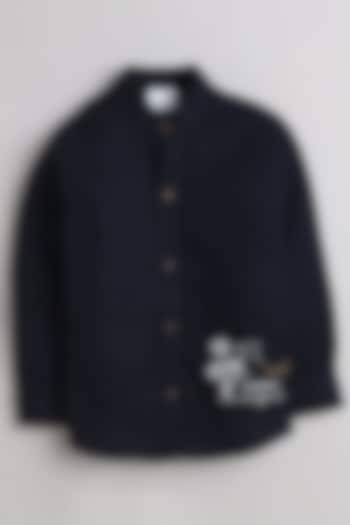 Navy Cotton Shirt For Boys by Baatcheet at Pernia's Pop Up Shop