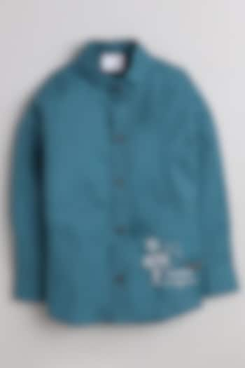 Blue Cotton Shirt For Boys by Baatcheet at Pernia's Pop Up Shop