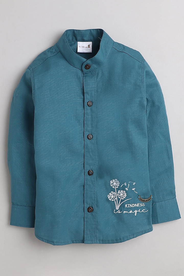 Blue Cotton Shirt For Boys by Baatcheet