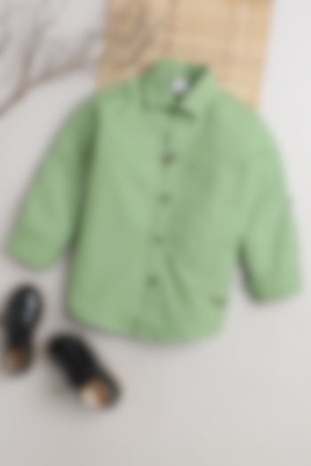 Light Green Cotton Shirt For Boys by Baatcheet